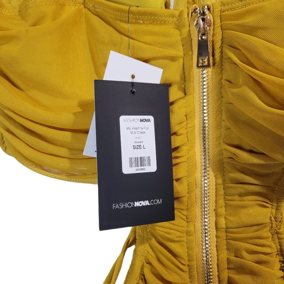 Fashion Nova Mustard, Midi dress, size L - Picture 5 of 6